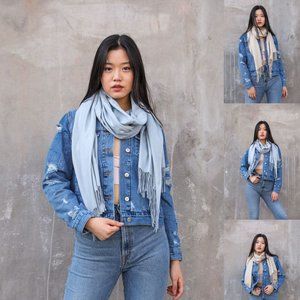 Solid Tone Cashmere Tassel Scarf